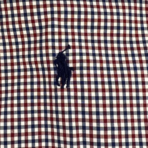Ralph Lauren Mens XL Red Shirt Blue White Check Button Down Long Sleeve Cotton - Picture 8 of 13